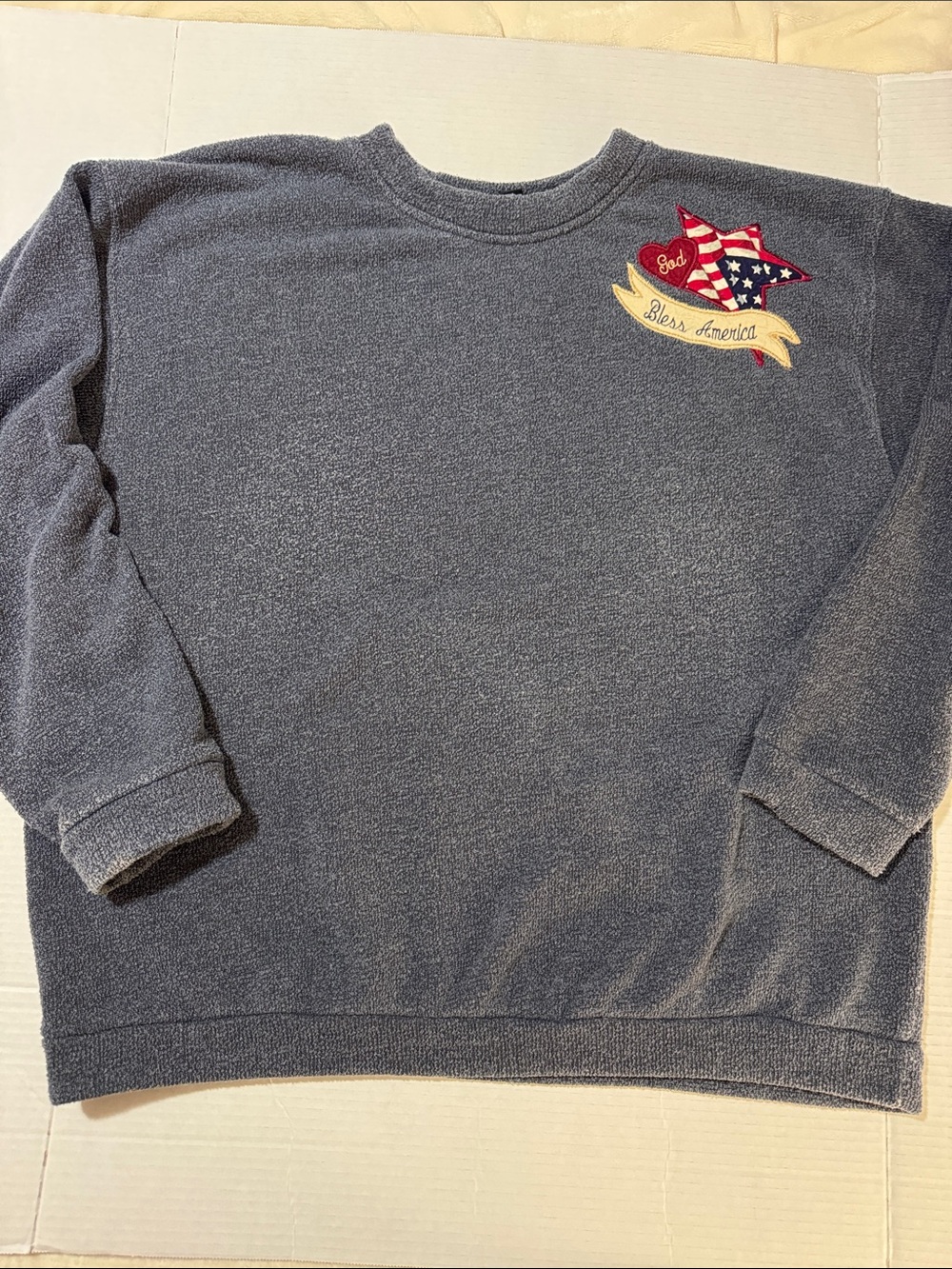 Vintage Y2K Exist Navy Crewneck Sweatshirt w/Patriotic Star & Banner Patch 156
